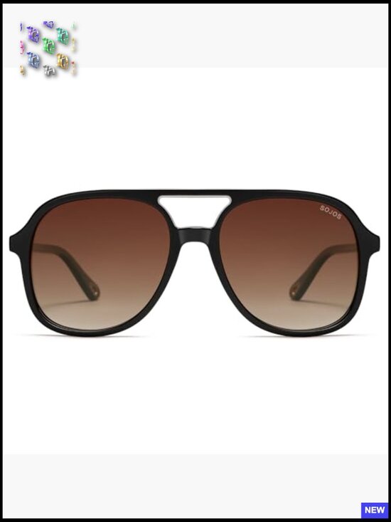 Retro Polarized Aviator Sunglasses UV400 Classic Square Frame Double Bar Vintage main image 7